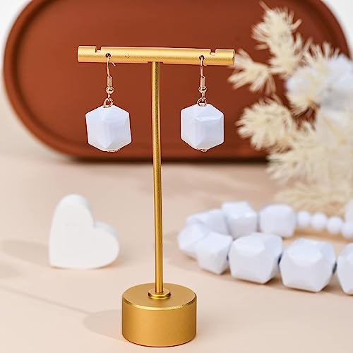 Halawly White Beads Necklace, Acrylic Costume Jewelry For Women Girls Chunky Statement Strand Necklaces With Bracelet Dangle Earrings, Big African Beaded Necklace Halloween Christmas Festivals Gift #TOP7