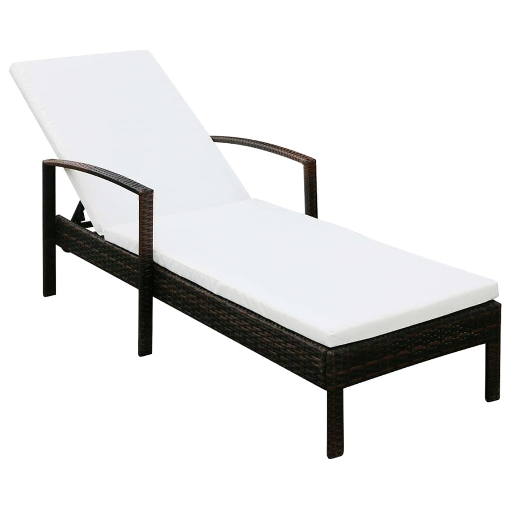 Tomostar Bain de Soleil, Chaise Longue Jardin Extérieur Transat pour Piscine avec Coussin Résine tressée Marron