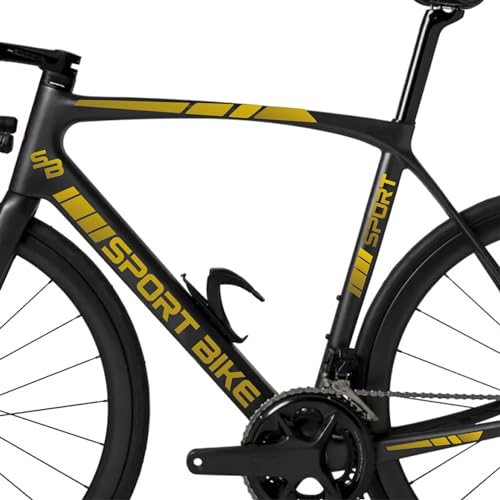 Kit 15 Adesivi Stickers Bici Protezione Decal Universale Telaio Bicicletta MTB Mountain Bike Corsa Ciclo Cross Fat Bike Downhill elettrica Frame Sport Bike cod.2401 (091 Oro)