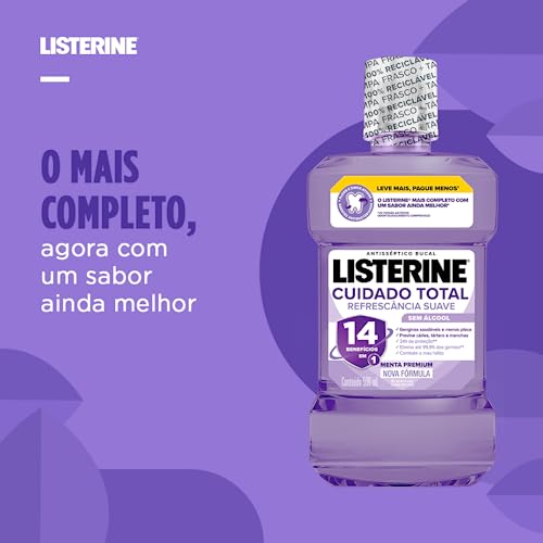 Listerine Cuidado Total 14 Benefícios em 1 Enxaguante Bucal Sem Álcool, 500ml