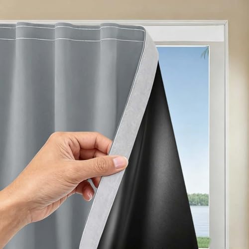 Store 100 % occultant, rideau occultant portable pour fenêtres, salon, chambre d'enfant, loft, voiture de camping-car, bande auto-agrippante, sans perçage...
