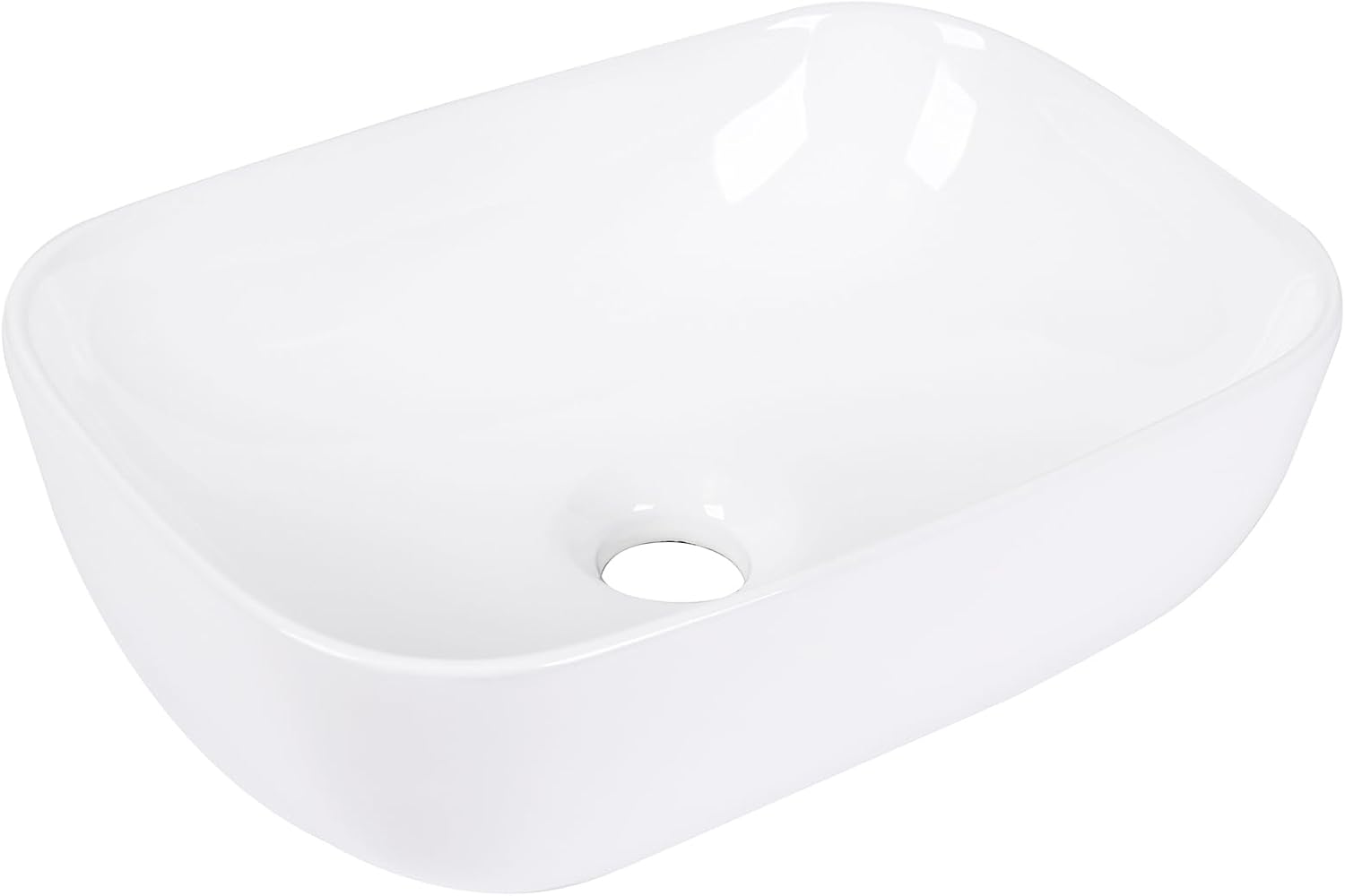 Small Vessel Sink Bowl Above Counter, QISHKA 14" x 10" Ceramic Oval Modern Bathroom Sink White Vanity Sink Lavatory Art Basin
