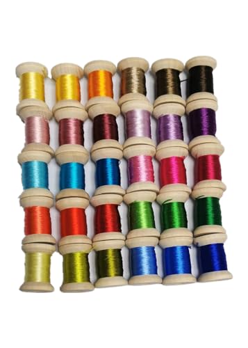 30 rouleaux de fil de soie de mûrier naturel brodé à la main 20-22m / couleur bricolage
