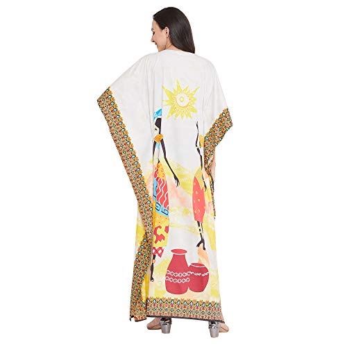 Image of Women Polyester Casual Long Plus Size Beach Caftan Cover Up Maxi Dress 1X-3X Summer Kaftan Dresses for Women