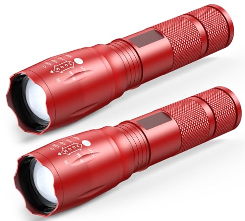HinsGEAR 1 Mode Flashlights 2 Pack, Super Bright Zoomable LED Tactical Flashlight High Lumens, Water