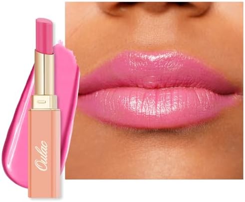 Oulac Pink Lipstick Moisturizing Shine Lipstick - Moisturizing Lip Stick Glossy Tinted Lip Balm, Sheer Shine Juicy Finish, Lightweight and Hydrating Formula for Dry Lip Care, Vegan 2.2g/0.07oz (06)
