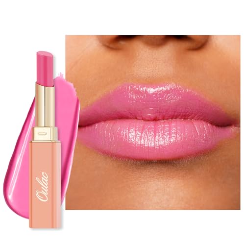 Oulac Pink Lipstick Moisturizing Shine Lipstick - Moisturizing Lip Stick Glossy Tinted Lip Balm, Sheer Shine Juicy Finish, Lightweight and Hydrating Formula for Dry Lip Care, Vegan 2.2g/0.07oz (06)