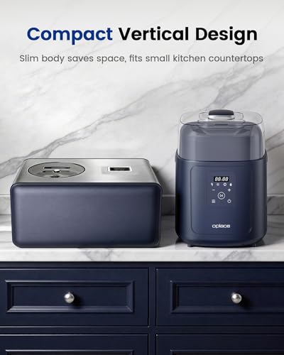 Oplace 4-in-1 Compressor Ice Cream Maker (1.0Qt), No Pre-Freezing, Automatic Yogurt Maker, Gelato Sorbet Frozen Yogurt Soft Serve Machine, Compact Vertical Design for Home Kitchen(Blue) - image 7