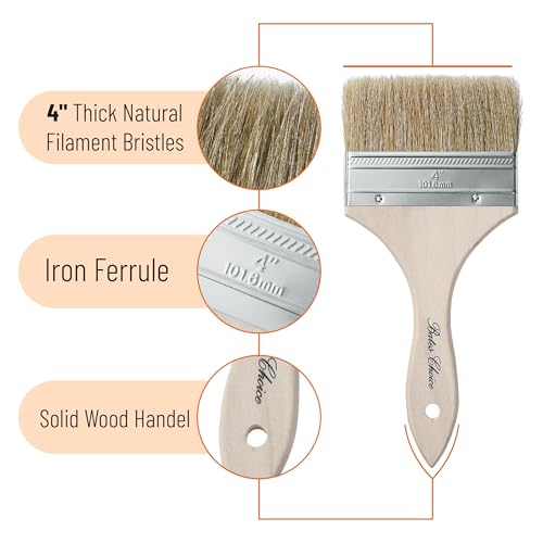 Bates- Chip Paint Brushes, 4 Inch, 12 Pack, Chip Brush, Brushes for Painting, Paint Brushes, Stain Brushes for Wood, Natural Bristle Paint Brush, 4 Inch Paint Brush, Chip Paint Brushes for Paint - Thumbnail 3