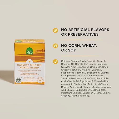 Open Farm Rustic Blend Wet Cat Food, Complete & Balanced Medley with Human-Grade Ingredients, Humanely-Raised Meat, Non-GMO Veggies & Bone Broth, Harvest Chicken Recipe, 5.5oz Packs (Case of 12) - Image 3