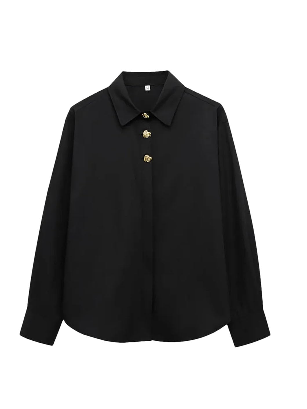 Camicia da donna tinta unita con bottoni in metallo a maniche lunghe camicetta casual streetwear top