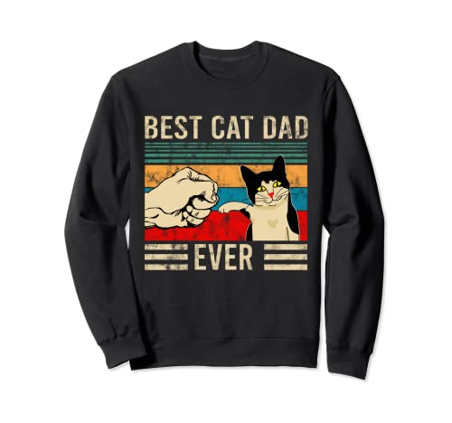 Mejor gato papá Best Cat Dad Ever Vintage Retro Gatos Sudadera