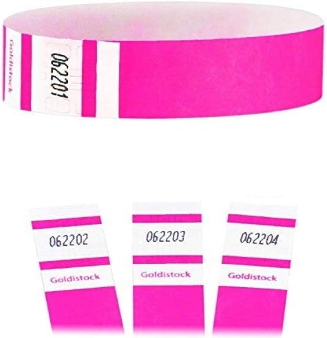 Heavier Tyvek Wristbands 7.5 Mil - Goldistock Select Series Day-Glow Neon Pink 500 Count - ¾” Arm Bands - Paper-like Party Armbands - Fan-Folded (Better Security) - Extra Durable Wrist Bands for Event