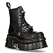 New Rock M-NEWMILI083-S21 TOWER COMBAT BOOTS Black Leather Platform Biker Shoes 43