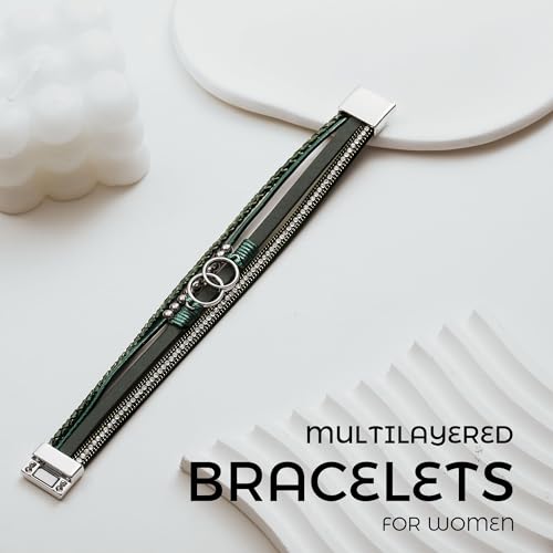 Image of Bracelets for Women, Gifts for Mom Her Christmas Gift 2026 Leather Bracelets for Women Birthday Gift for Daughter Inspirational Wrap Bracelet Sister Friend Teen Girl Gift Layered Stocking Stuffers Jewelry