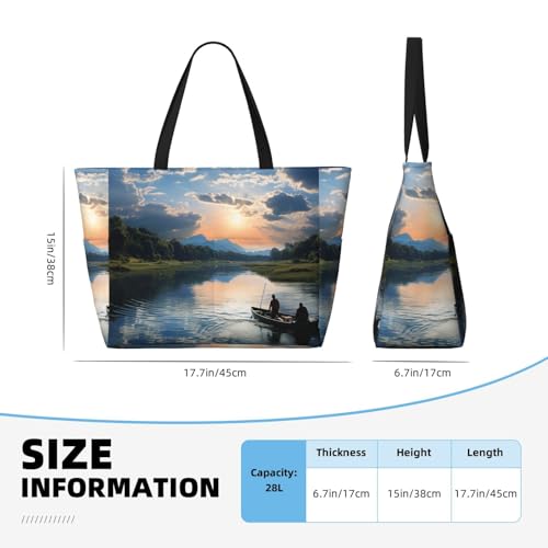Fishing Scenic Beach Bags For Women Large Waterproof Sandproof Beach Tote Bag Pool Bag Lightweight Zipper Carry On Bag For Gym Travel Vocation4