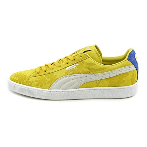 PUMA Men's Suede Classic Tropicali Sneaker, Vibrant Yellow/White, 11 M US
