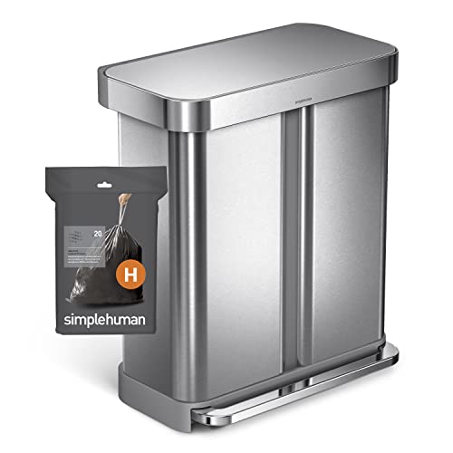 Image of simplehuman Code H 60 Count, Genuine Odorsorb Custom Fit Liners, Drawstring Odor Absorbing Trash Bags in Dispenser Packs, 30-35 Liter / 8-9 Gallon