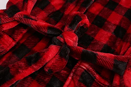 Image of Kids Hooded Bathrobe Girls Soft Plush Hooded Flannel Pajamas Sleepwear Boys Spa Robe