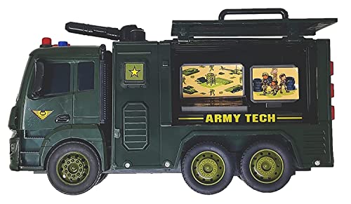 Image of SHIPEASE Friction Powered Rescue Squad Army Truck Toy for Kids Boys Girls Pull Back Construction Vehicle Military Truck with Light Music (Multicolor)