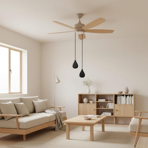 Image of Patelai 4 Pieces Ceiling Fan Pull Chain Extender Ornament 12 Inch Ceiling Pull Chain Extension Classic Drop Shaped Pendant Beaded Ball Cord for Fan light lamp decorative with Connector(Black)
