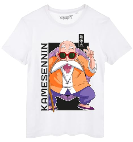 Dragon Ball Z T-shirt Kame Sennin, t-shirt de algodão orgânico branco com impressão de tartaruga legal, Teeshirt DBZ, Branco, Médio