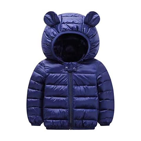 TAOJIAN Infant and Toddler Baby Boys Girls Winter Warm Cotton Puffer Cartoon Coats Kids Thicken Jacket Outerwear (12-18Months, Blue-1) Cover