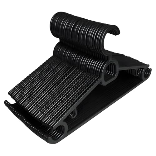 Kit 20 Cabides Adulto Preto Antideslizante Reforçado | Cabide Resistente Para Roupas Pesadas Calças Camisetas | Contém Porta Gravata, Cinto e Lenço,Camisas, Ternos Gancho para Vestido | CSCABIDES