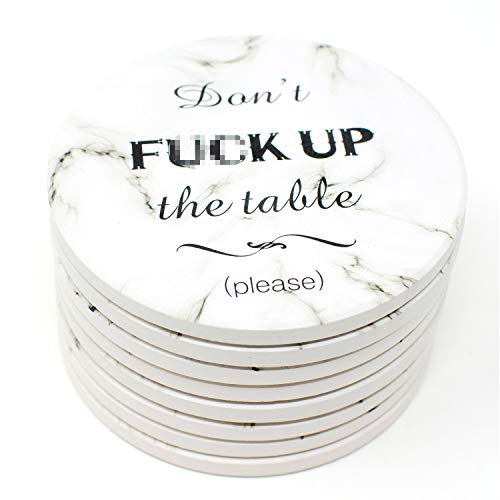 8pcs Funny Coasters for Drinks Absorbent Stone Fun Marble Drink Coasters for Tabletop