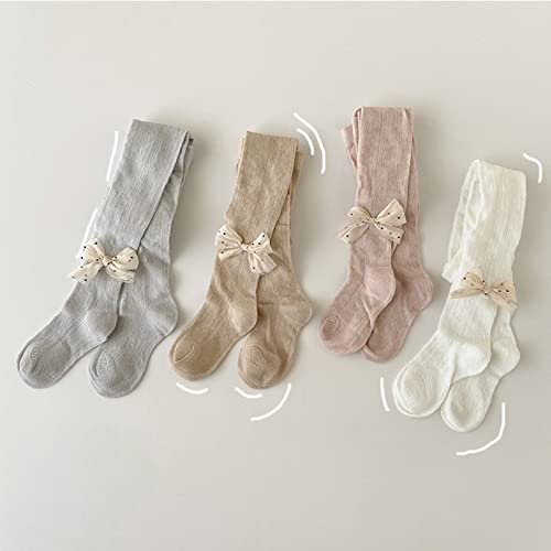 Baby Girls Cute Tights with Bow Toddler Cable Knit Leggings Thin Cotton Stockings Cotton Pantyhose for Infant2