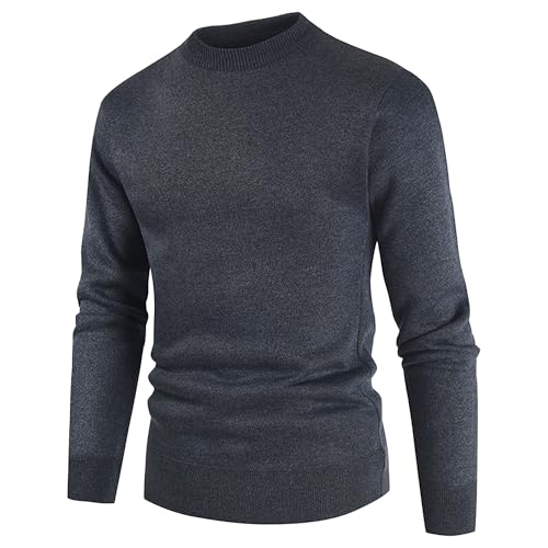 Men's Casual Fashion Pullover Knitted Sweater Basic Knitted Thermal Top Lightweight Cable-Knit Pullover Sweaters