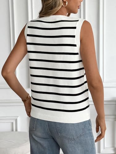 Image of LILLUSORY Womens V Neck Button Down Sleeveless Knitted Fall Sweater Vest | Soft Breathable Blend Tank Blouses for Ladies, Chic Curved Hem Preppy Outfits, Four-Season Versatile Layering Clothing Piece