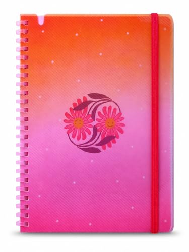 Image of DOODLE A5 Soft Spiral Notebook With Elastic Band Closure & Pen Holder | 160 Ruled Paper | Beautifully Printed PP Cover | Perfect for School, College & Office Use - Radiant Joy