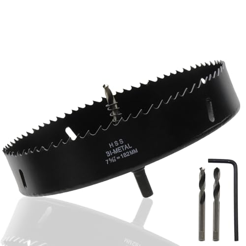 Image of Hole Saw 7-5 /32 inch /182mm Dia Hole Cutter Drill Bit Bi-Metal Hole Saw for Cutting in Woods Boards Thin Metal and Plastic