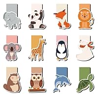 12 Stück Magnetische Lesezeichen, Kindergeburtstag Gastgeschenke Tiere Magnetlesezeichen Kinder, Adventskalender Füllung für Junge Mädchen, Weihnachten Geschenke für Buchliebhaber