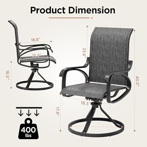 Image of LOUVIXA Patio Swivel Chair Set of 8, All-Weather Patio Swivel Rocking Chair, High Back Patio Dining Chairs for Backyard, Porch, Lawn, Garden(8, Dusky Gray)