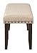 Signature Design by Ashley Rokane Farmhouse Upholstered Dining Bench with Nailhead Trim, Light Brown