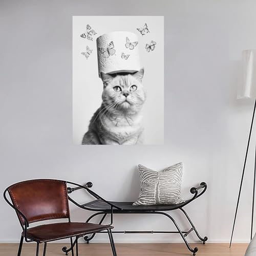 Décoration d'impression d'image de chat WODJEM toile encadrée premium - 4