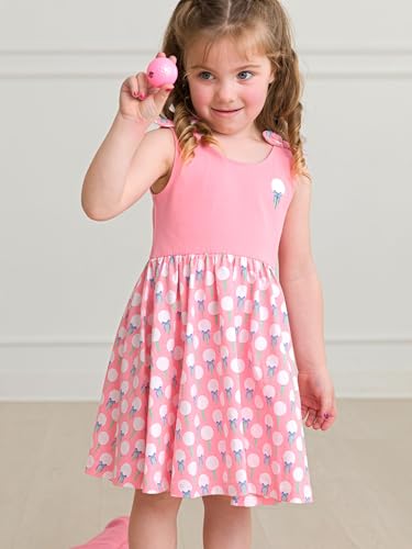 RuffleButts Baby/Toddler Girls Knit Tie Shoulder Twirl Dress3