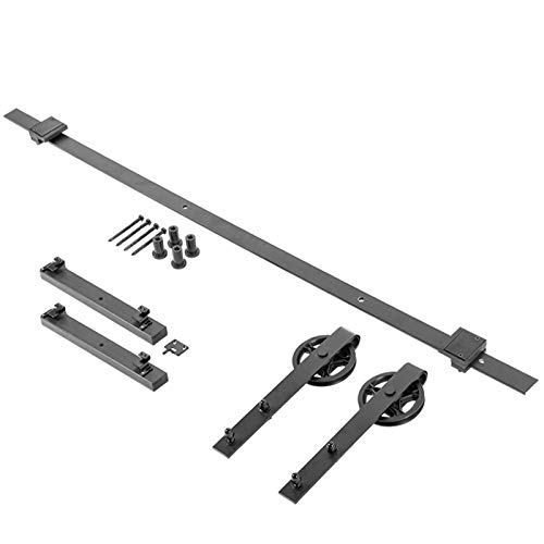 SOTECH Ferramenta per porte scorrevoli LOFT 2 m nero con binario a rulli Ø 120 mm incl. serranda a chiusura morbida Sistema per porte scorrevoli con fermo di sicurezza