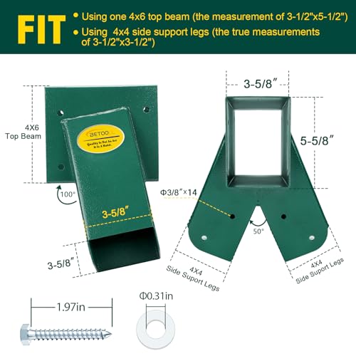 BETOOLL Swing Sets Brackets with All Mounting Heavy Duty Hardware Included - Swing Set Kit for Porch, Yard, Playground - Green - Thumbnail 3