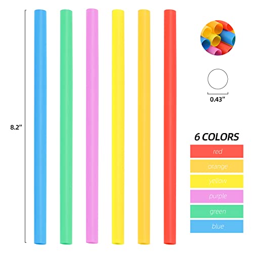 300Pcs 8.2" Disposable Plastic Drinking Straws 0.43" Extra Wide Jumbo Smoothie Straws For Bubble Tea Milkshakes Coffee Boba #TOP1