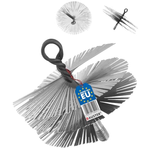 BAUSTER® Miotła do komina, z blachy, stali sprężynowej, płaska, miotła do komina, szczotka do kominka, środek do czyszczenia komina, murowany kominek, różne rozmiary, akcesoria do pieca na drewno i kuchenka węglowa (125 mm)