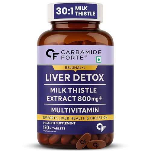 Carbamide Forte Liver Detox Supplement With Milk Thistle Extract 800mg | Fatty Liver Medicine With Liver Support | Multivitamin Milk Thistle For Men & Women | 120 Tablets
