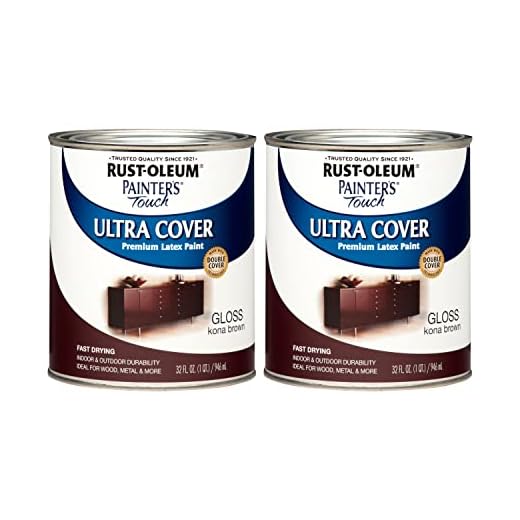 Rust-Oleum 1977502-2PK Painter's Touch Latex Paint, Quart, Gloss Kona Brown, 2 Count (Pack of 1)