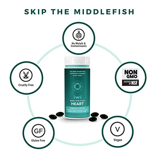 Iwi Life Heart Omega-3, Supports Overall Heart Health, Contains Vegan Algae Omega-3 & Epa - Helps Maintain Proper Lipid Levels - Non-Gmo, Plant-Based, Gluten Free Heart Supplement - 60 Day Supply #TOP1