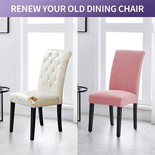 Joccun Chair Covers For Dining Room Set Of 4,Water Repellent Dining Chair Slipcovers Stretch Dining Room Chair Covers Seat Protector,Washable Parsons Chair Cover For Home,Banquet(Dusty Pink,4 Pack) #TOP5