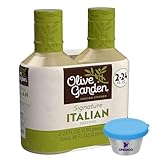 Olive Garden Signature Italian Salad Dressing 24 fl oz (Pack of 2) bundled with ONDAGO Mini Reusable Stainless Steel Sauce Container & Leakproof Lid