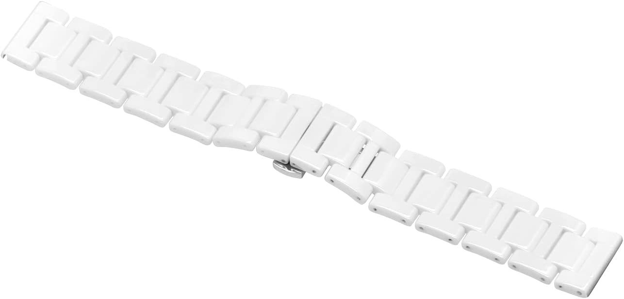 Kai Tian 20mm 22mm Ceramic Watch Band Quick Release Watch Strap, Deployment Clasp Watch Bracelet for Women Men Black White