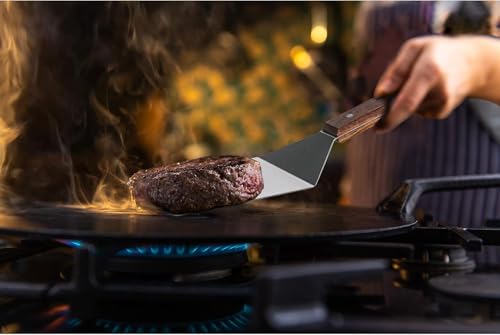 Grillzangen und Spatel Set von 3, Heavy Duty Edelstahl Küchenzangen 12 /16 & Metallspatel 4 x 5,5 mit Holzgriff für Grill Flat Top Griddle, professionelles Grill Zubehör Geschenk